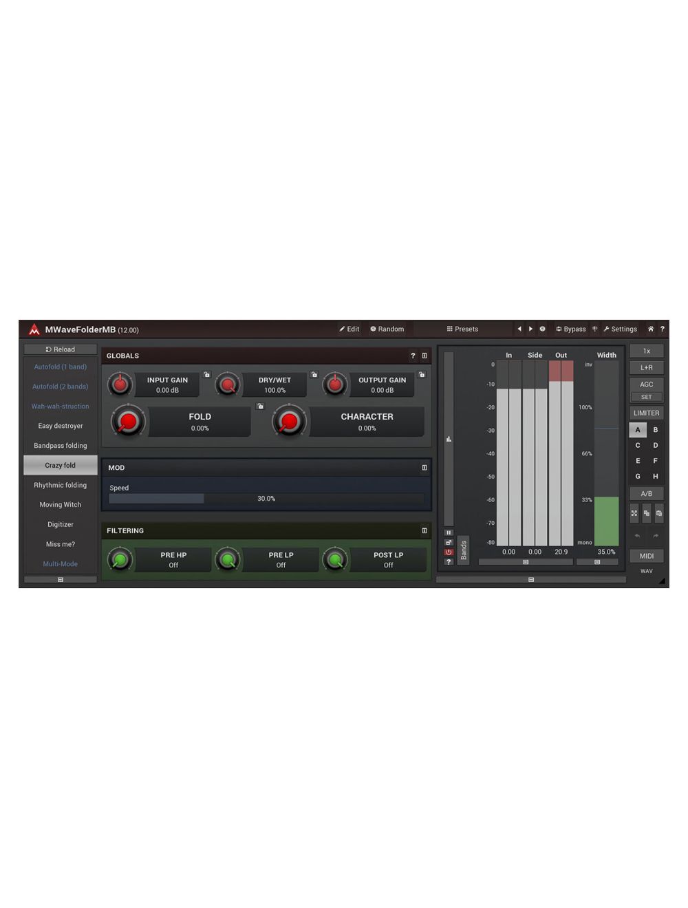 Melda MWaveFolderMB Powerful Multi-Band Distortion Module