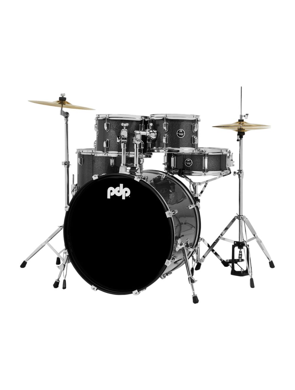 PDP Centerstage 5pc Drum Kit w/Hardware, Cymbals & Throne - Silver Sparkle