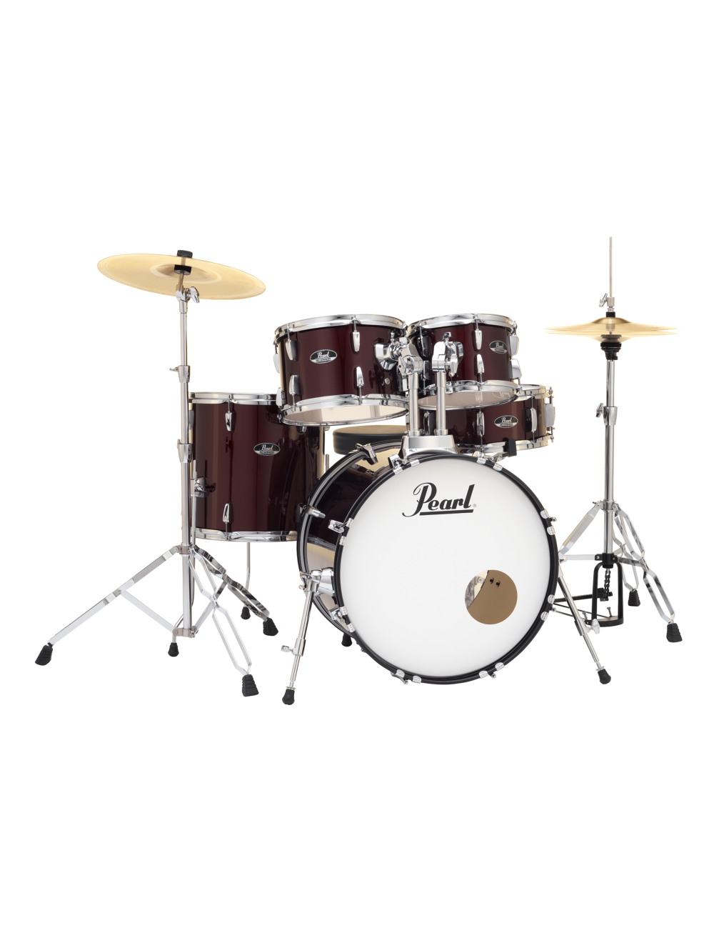 Pearl Roadshow 5-Piece Complete Drum Set w/20"x16" Kick & Cymbals - Red Wine