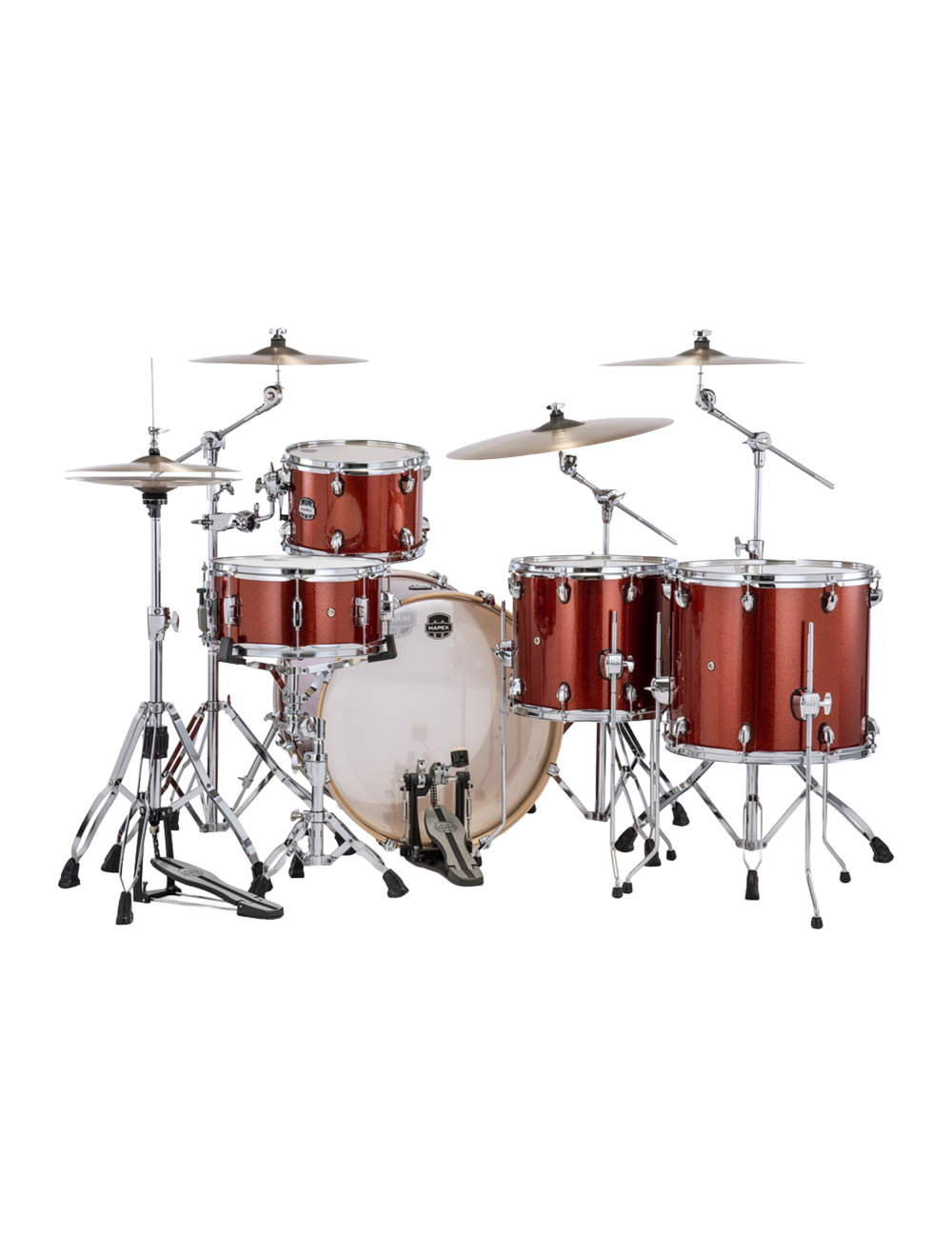 Mapex Mars Birch Crossover 5-Pc Shell Pack w/22" Kick - Blood Orange Sparkle