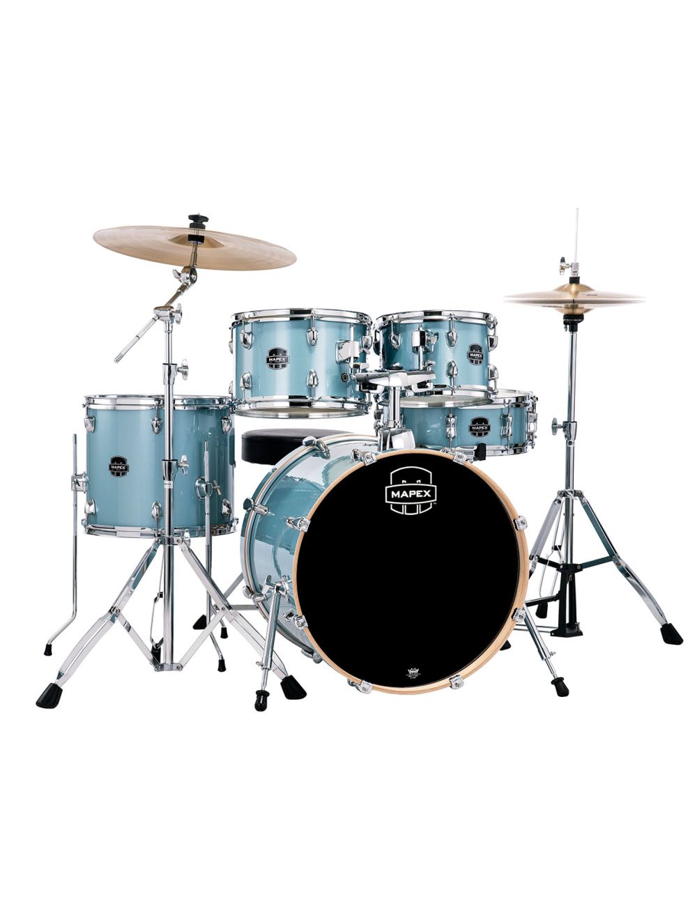 Mapex Venus 5 Piece Fusion Complete Drum Set - Aqua Blue Sparkle