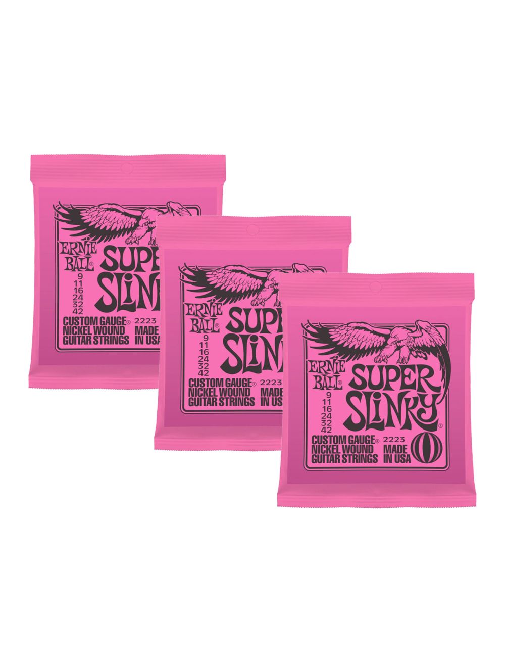 Ernie Ball 2223 Super Slinky Nickel Wound Electric Guitar Strings 3-Pack