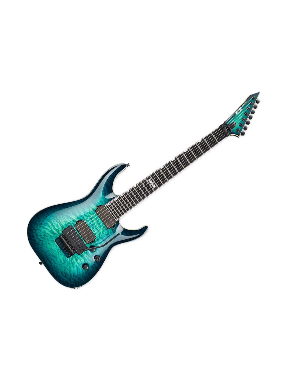 ESP E-II Horizon FR-7 Black Turquoise Burst
