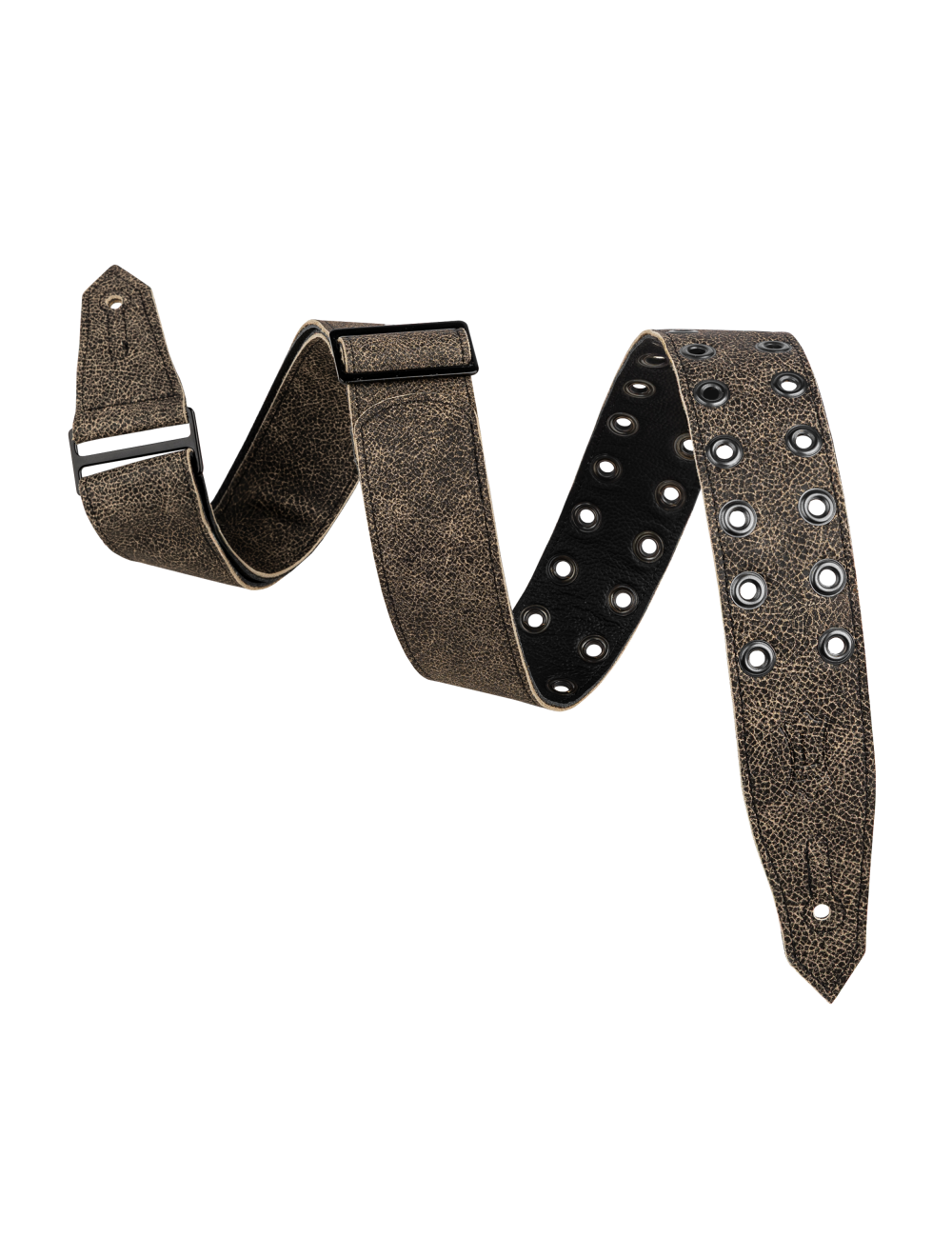 Levy's Rebel Leathers Series Leather Guitar Strap - Distressed Black w/Eyelets