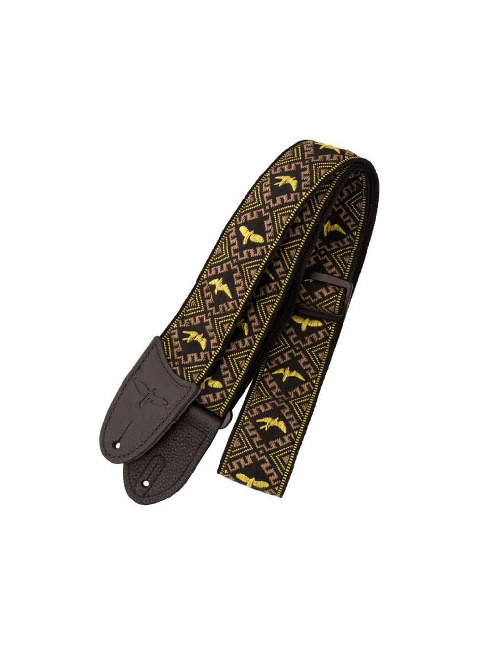PRS 2" Jacquard Hootenanny Style Guitar Guitar Strap - Yellow & Black Birds