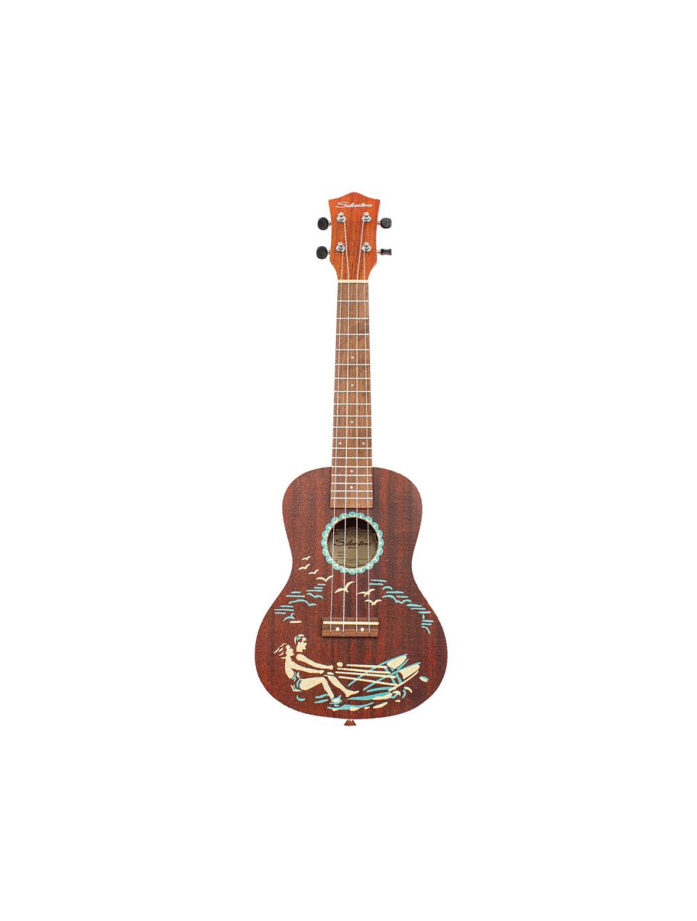 Silvertone Concert Ukulele - Walnut w/Stencil Graphic