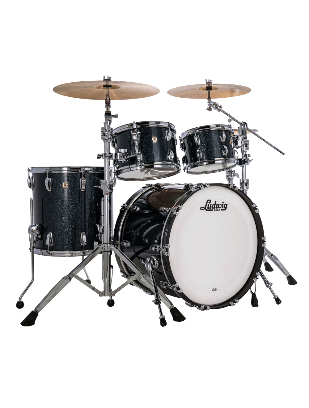 Ludwig Classic Maple Studio 4-pc Shell Pack w/22" Kick - Hybrid Black Sparkle