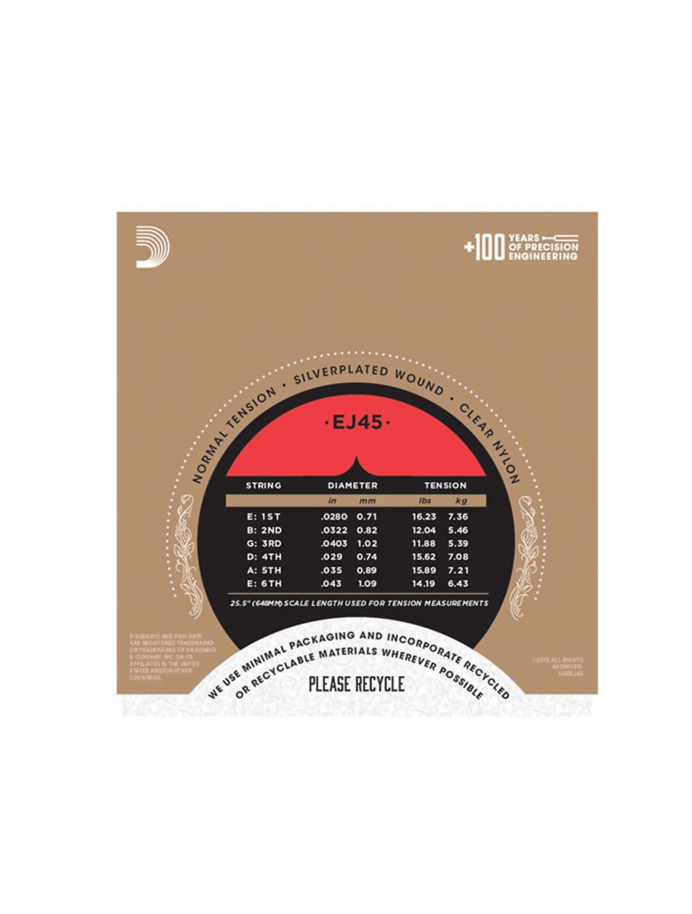 D'Addario EJ45 Normal Tension Pro-Arté Nylon Classical Guitar Strings