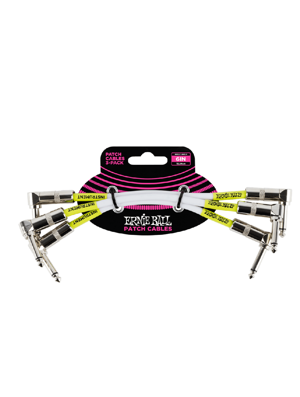 Ernie Ball 6” Angle / Angle Patch Cable - 3-Pack - White