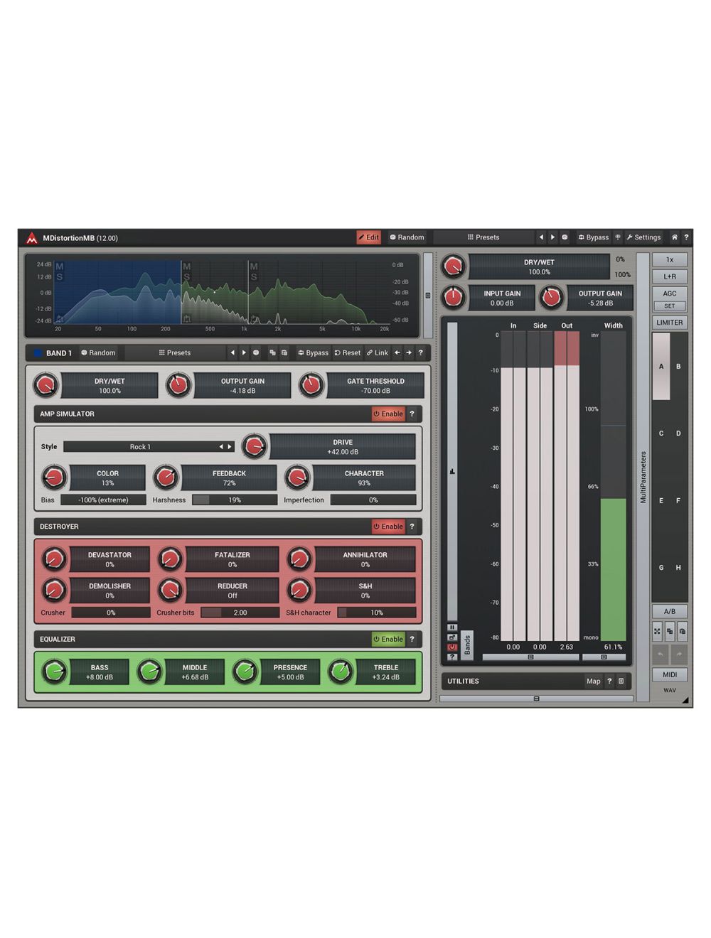 Melda MRingModulatorMB 6 Bands, 2 Oscillators, Custom Shape