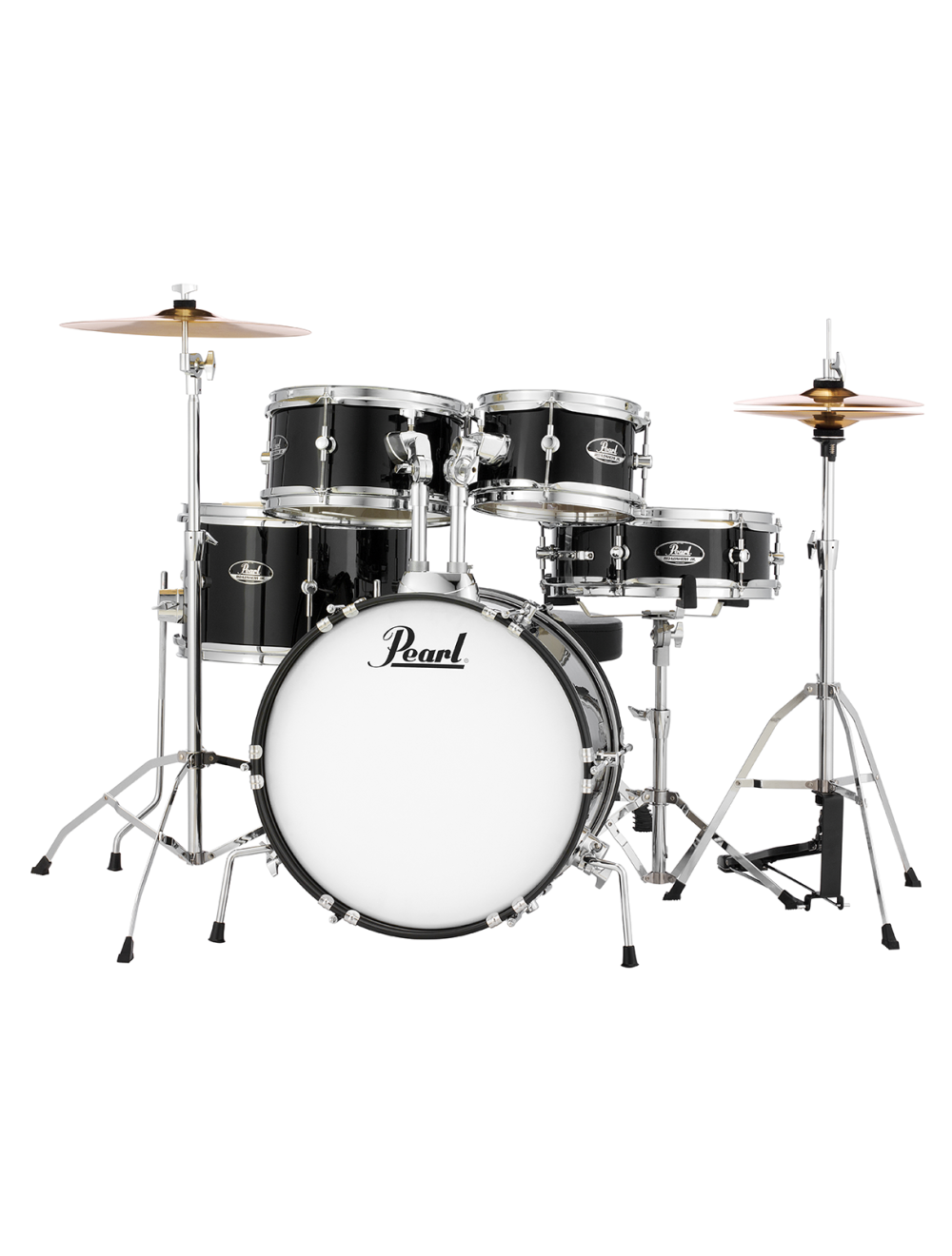 Pearl Roadshow Jr. 5-Pc. Drum Set w/Hardware, Cymbals, and 16" Kick - Jet Black