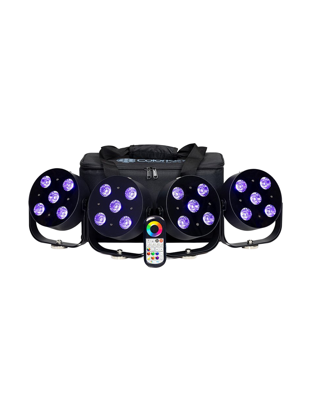 ColorKey MobilePar HEX 5 LED Par Light Bundle - 4-Pack w/ Carrying Bag