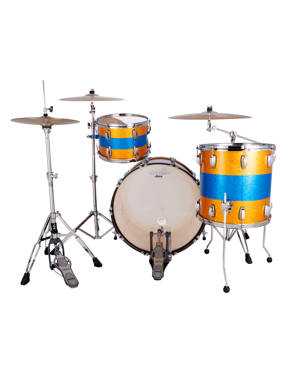Ludwig Classic Maple Fab 3-Pc Shell Pack - Triband Gold/Blue Sparkle - Open Box