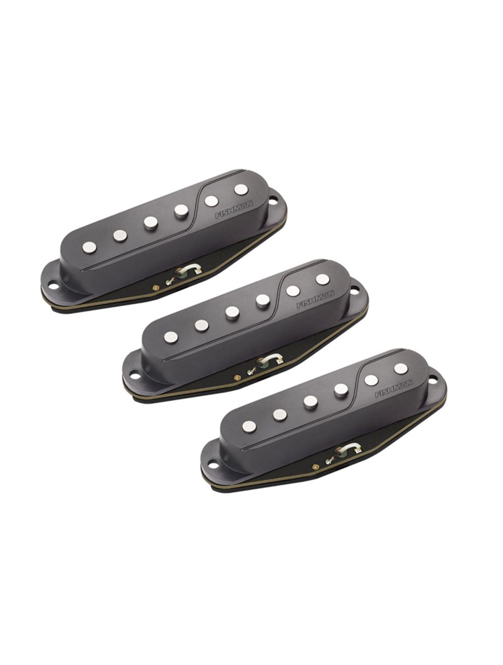 Fishman Fluence Single Width Pickups for Strat Set of 3 - Black + Rechargeable Battery Pack