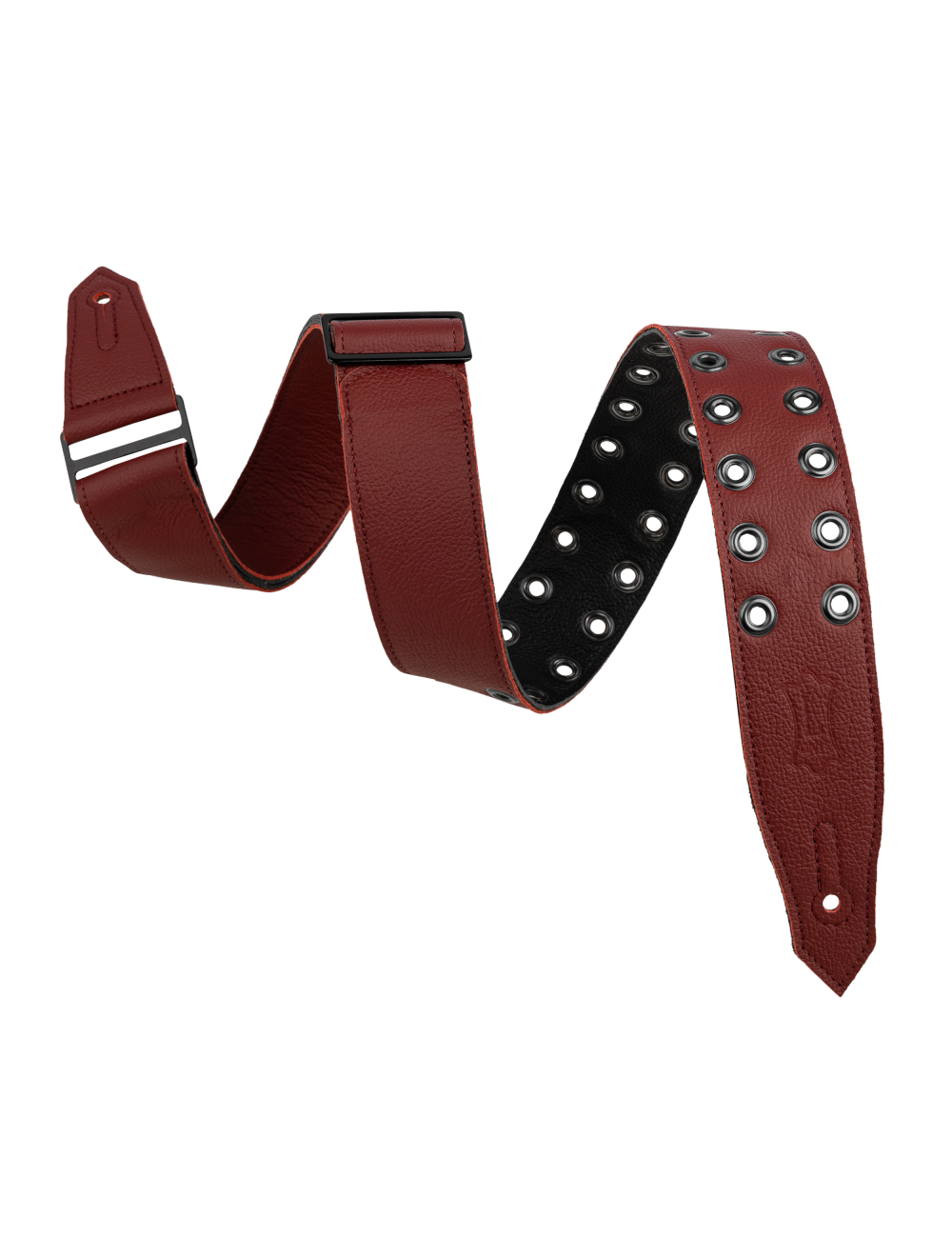 Levy's Rebel Leathers Series Leather Guitar Strap - Oxblood w/Black Eyelets