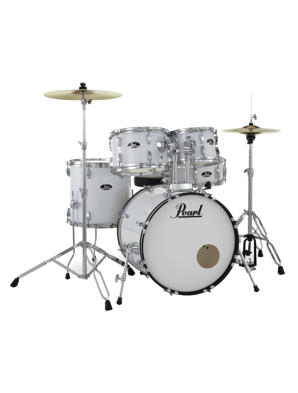 Pearl Roadshow 5-Piece Complete Drum Set w/20"x16" Kick & Cymbals - Pure White
