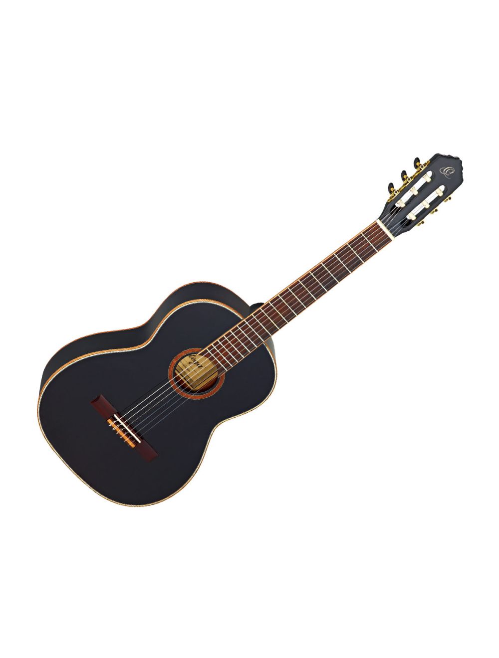 Ortega Guitars R221BK Family Series Nylon w/ Bag, Gloss Black