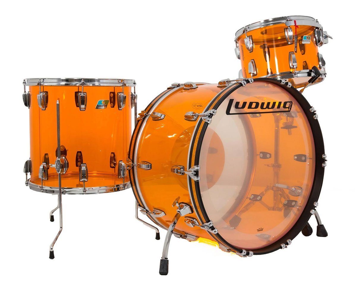 Image of Ludwig Vistalite Pro Beat 3pc Shell Pack w/ 24" Kick - Amber - Used
